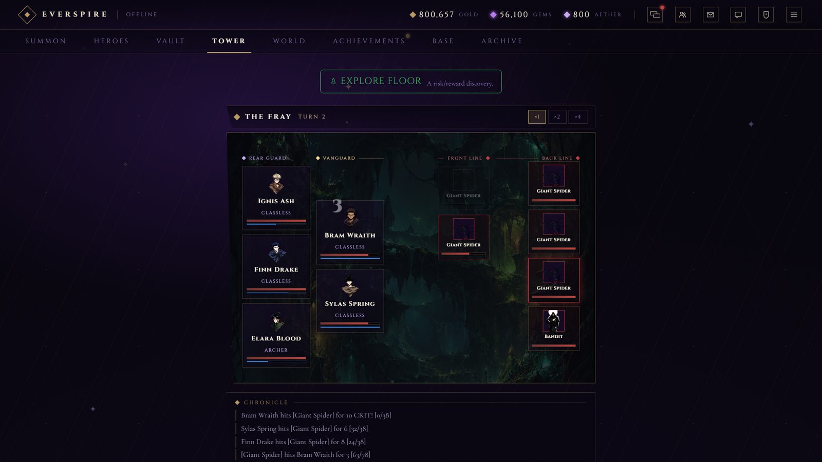 The combat screen